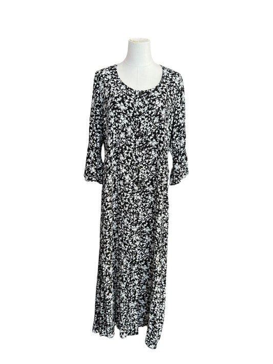 GANNI Black And White Floral Button-Up Dress - Size XL