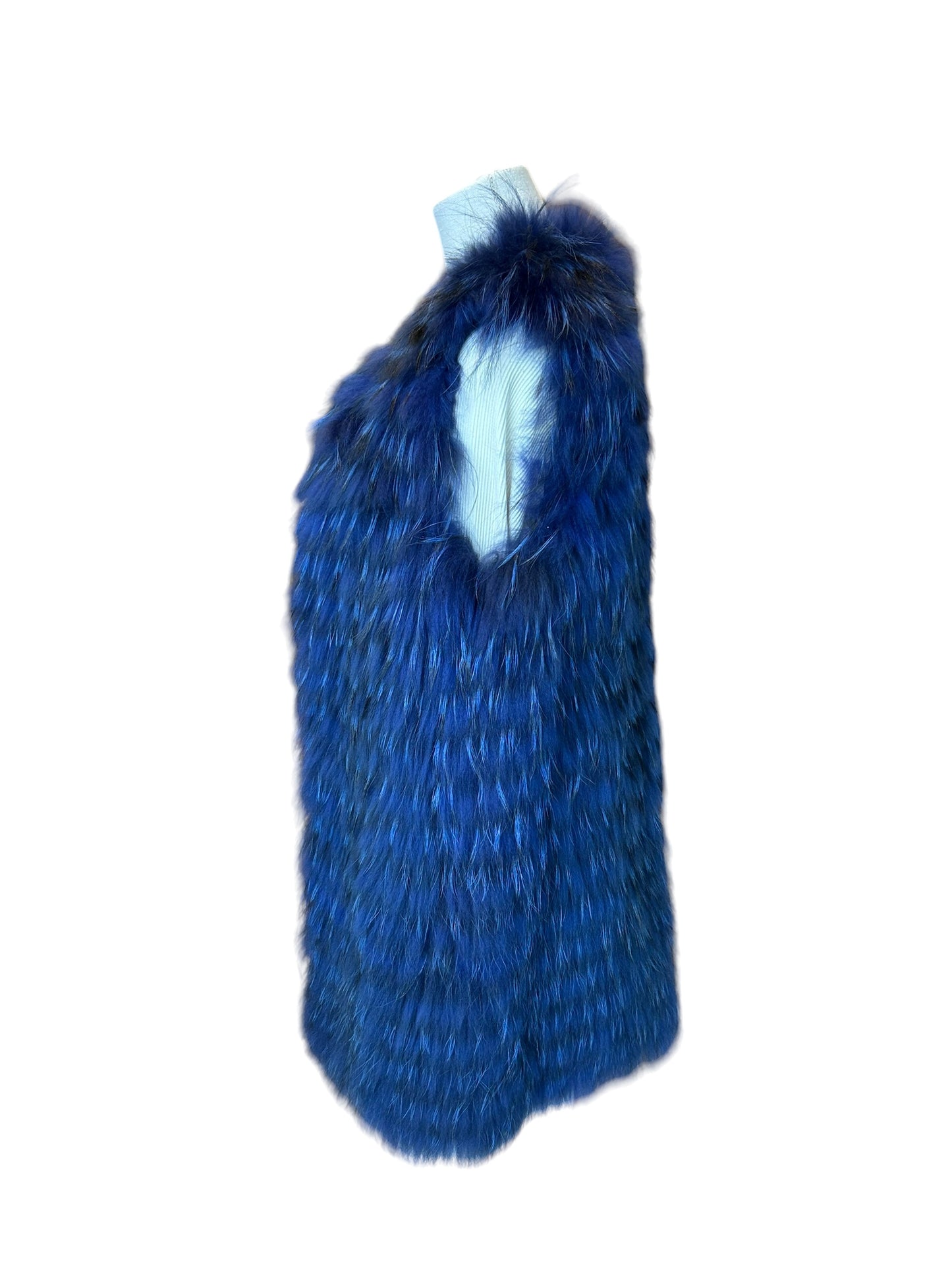 N8 Blue Racoon Fur Vest - Size Small