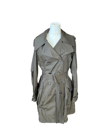 BURBERRY Olive Green Hooded Trench - Size 10