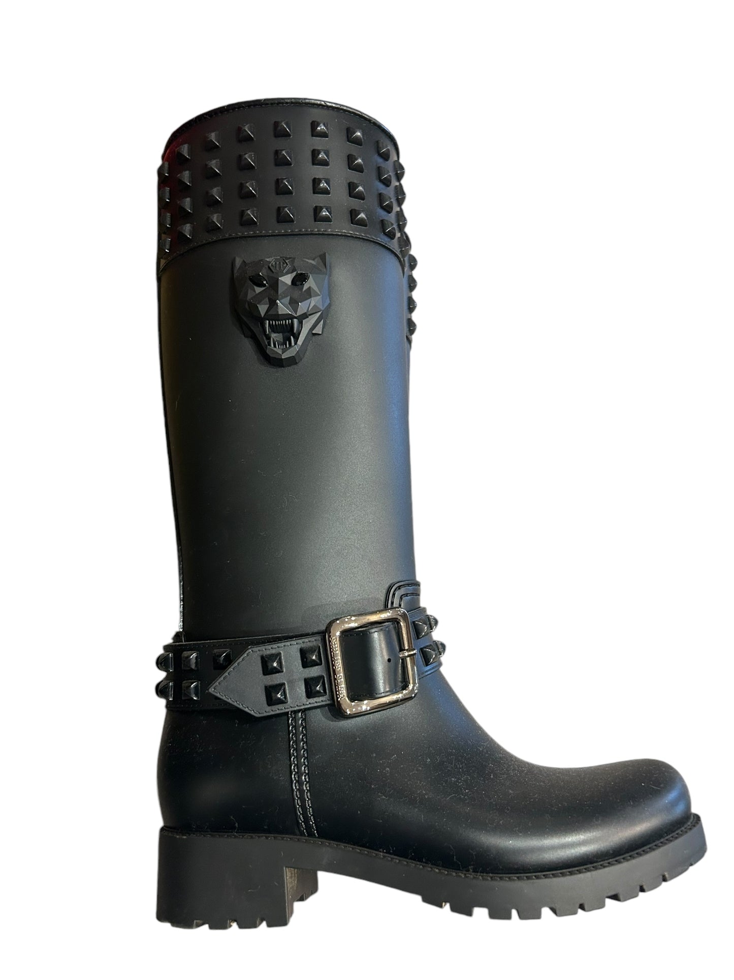 PHILIPP PLEIN Kingdom Studded Rain Boots - Size 37