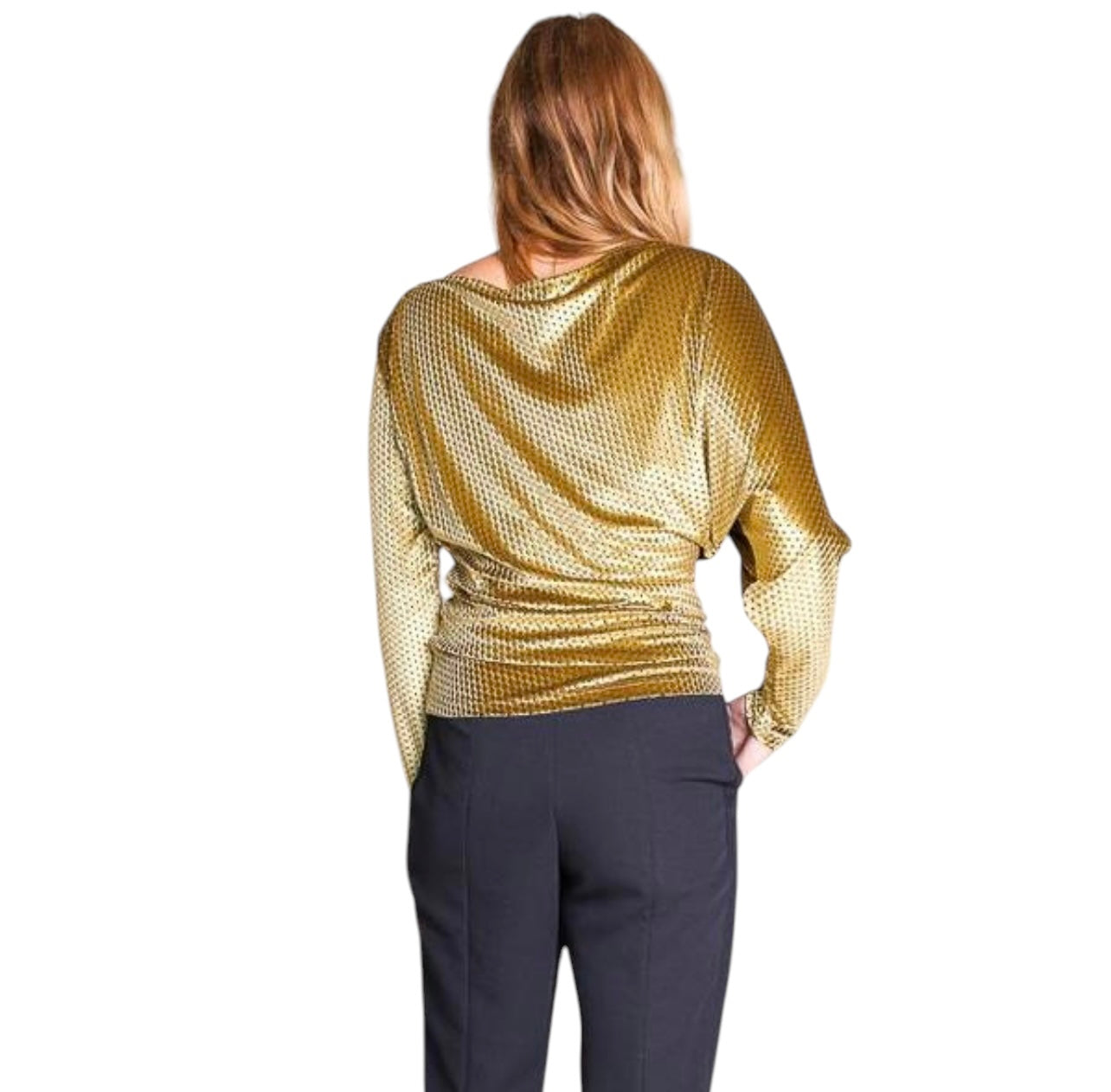 RACHEL COMEY Gold Velvet Ruched Top - Size 6