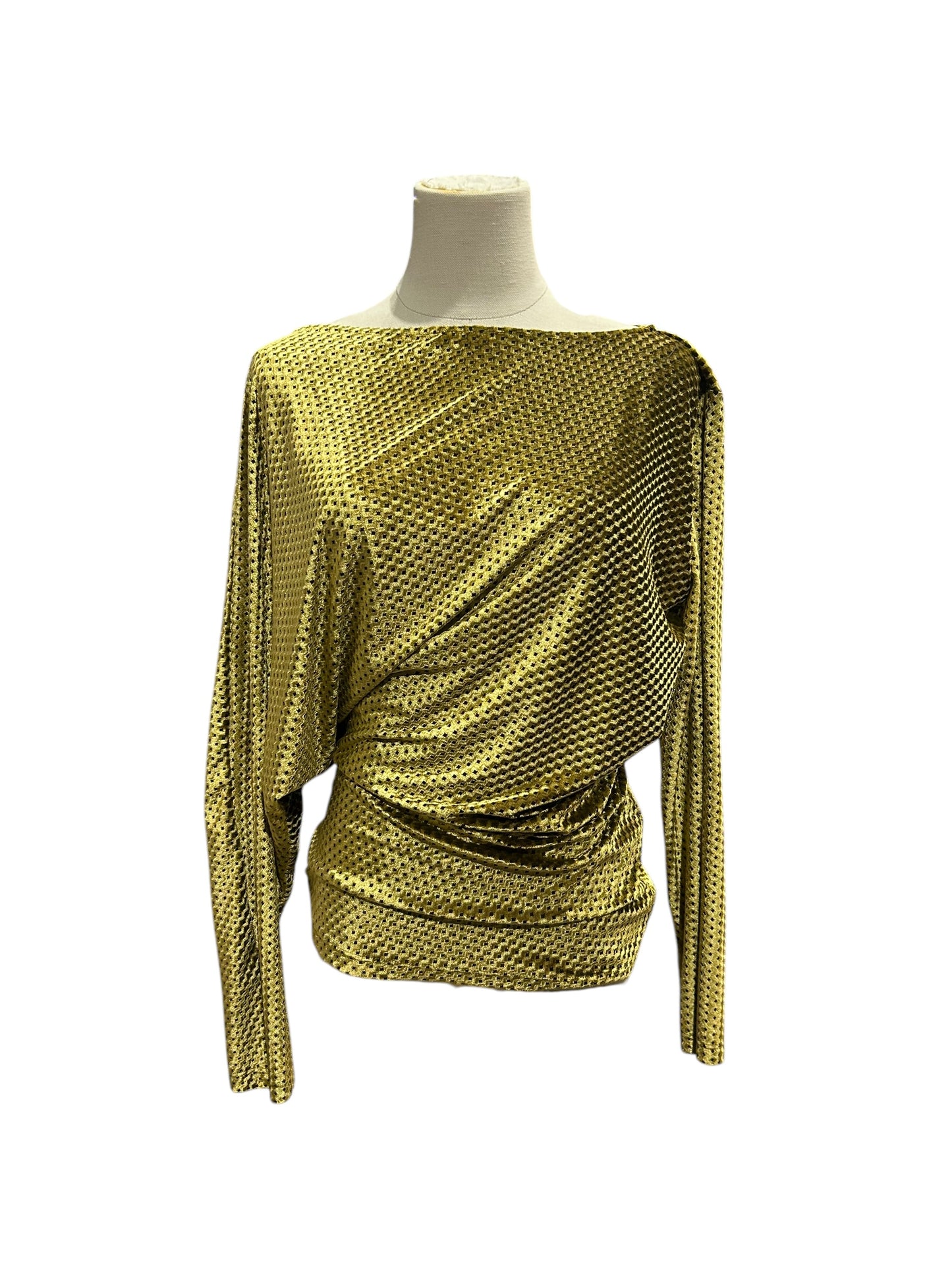 RACHEL COMEY Gold Velvet Ruched Top - Size 6