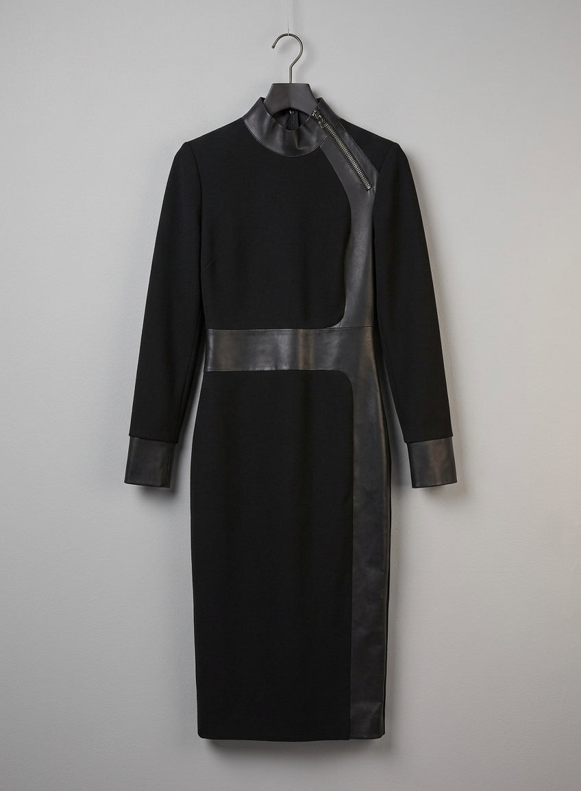 TOM FORD Black Leather Embellished Dress - Size 36
