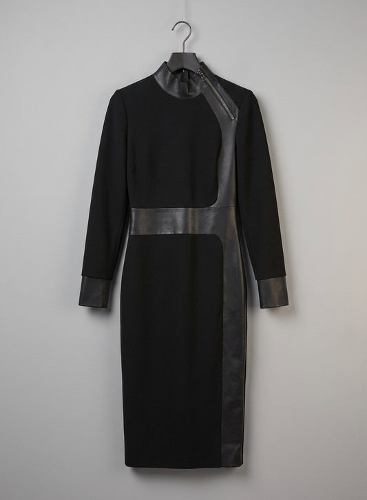 TOM FORD Black Leather Embellished Dress - Size 36